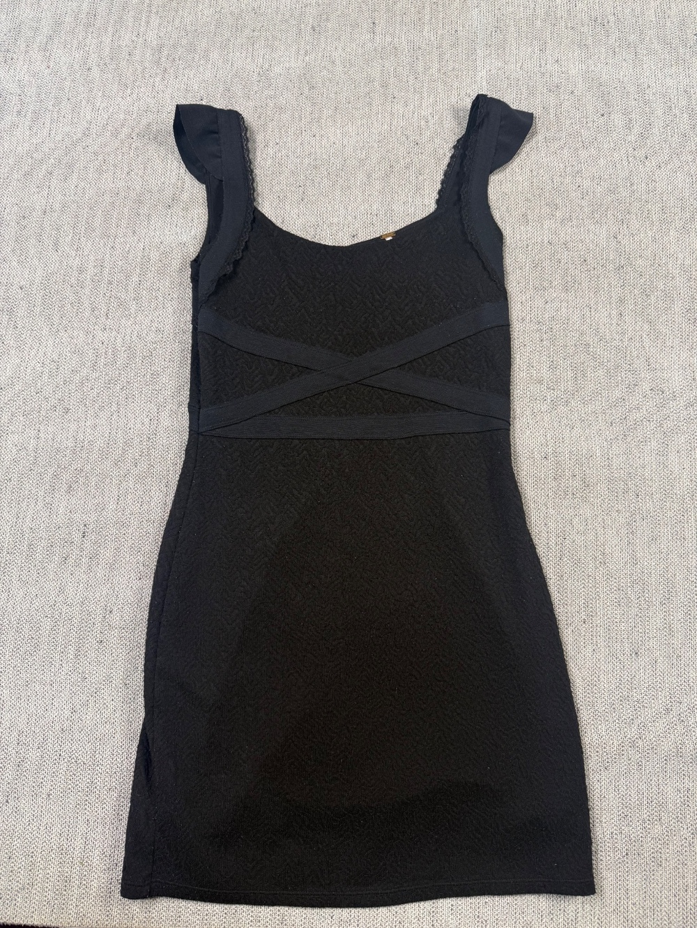Free People Black Textured Sleeveless Mini Dress Size Small